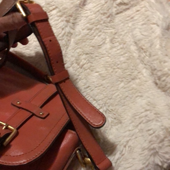 TODAY ONLY:BEAN POLE DARK ORANGE LEATHER 2 WAY BAG - tarnish & signs of wear - Picture 3 of 14